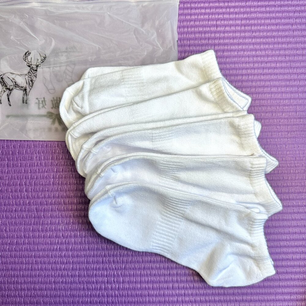 NEW 5 Pairs Men's No-Show Socks 98% Thick Cotton White Sz 6-12 L with Gift Bag